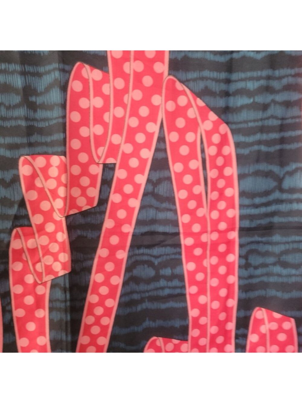 Vtg Rochas Byzance Paris Silk Square Scarf 34" Navy Pink Polka Dot Ribbon Access - Picture 11 of 16